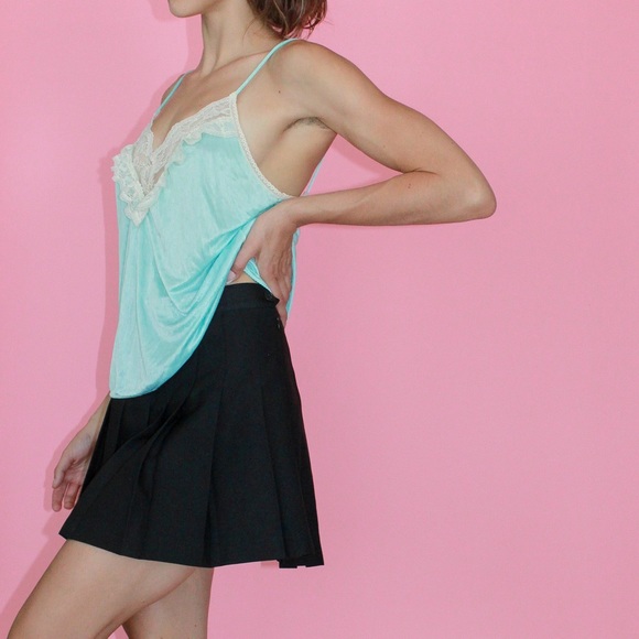 VINTAGE 80s/90s Baby Blue Lacy Lingerie Cami Top - Picture 4 of 10